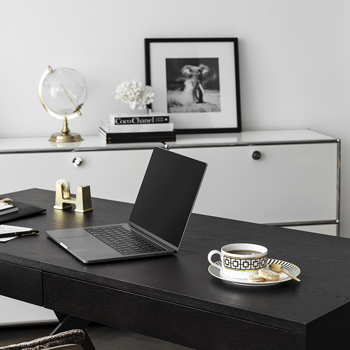 MetroChic tea cup, 230 ml white black gold